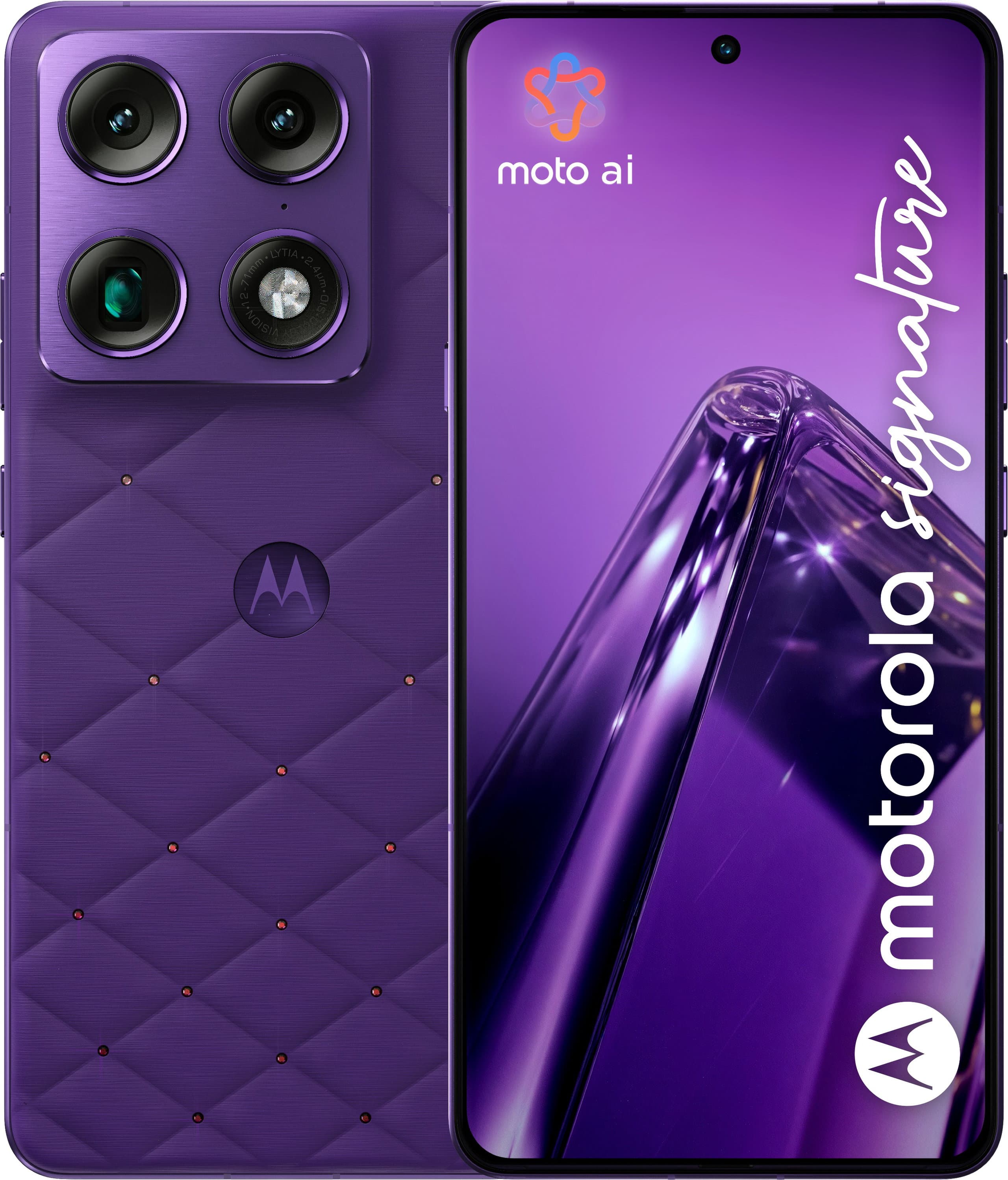 Motorola Signature värissä PANTONE Violet Indigo, Crystals by Swarovski -versio