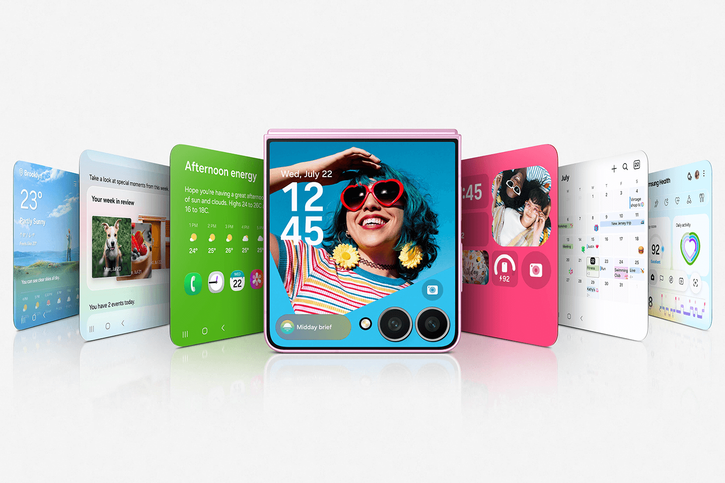Fan of FlexWindow layouts with the Pink Galaxy Z Flip8 in the centre