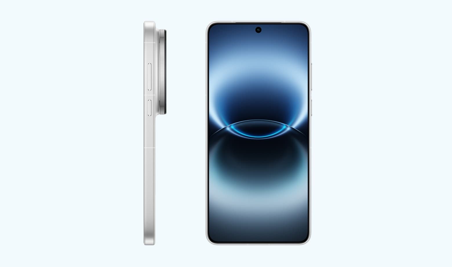 vivo X300 Ultra Alpine White โ side profile and front view