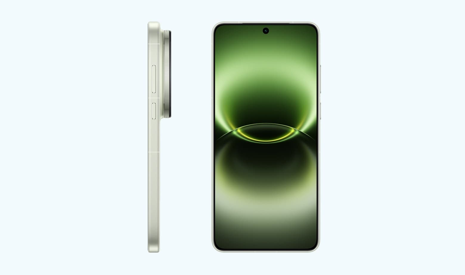 vivo X300 Ultra Steppe Green โ side profile and front view